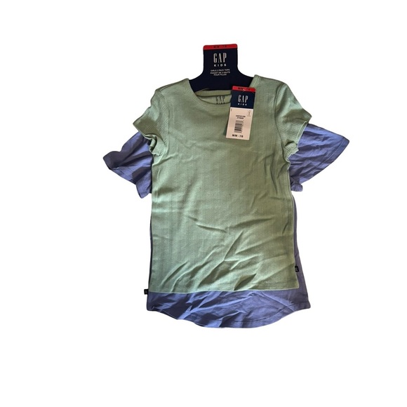 GAP Girls green and blue short sleeve t-shirts 2-pack NWT size 7/8 medium - Picture 2 of 3